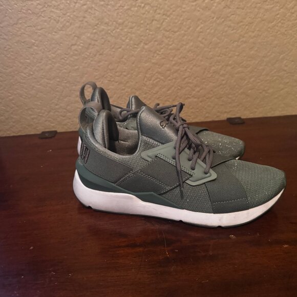 Womens 8 Puma Ignite Sparkle Green Sneakers - Picture 3 of 4